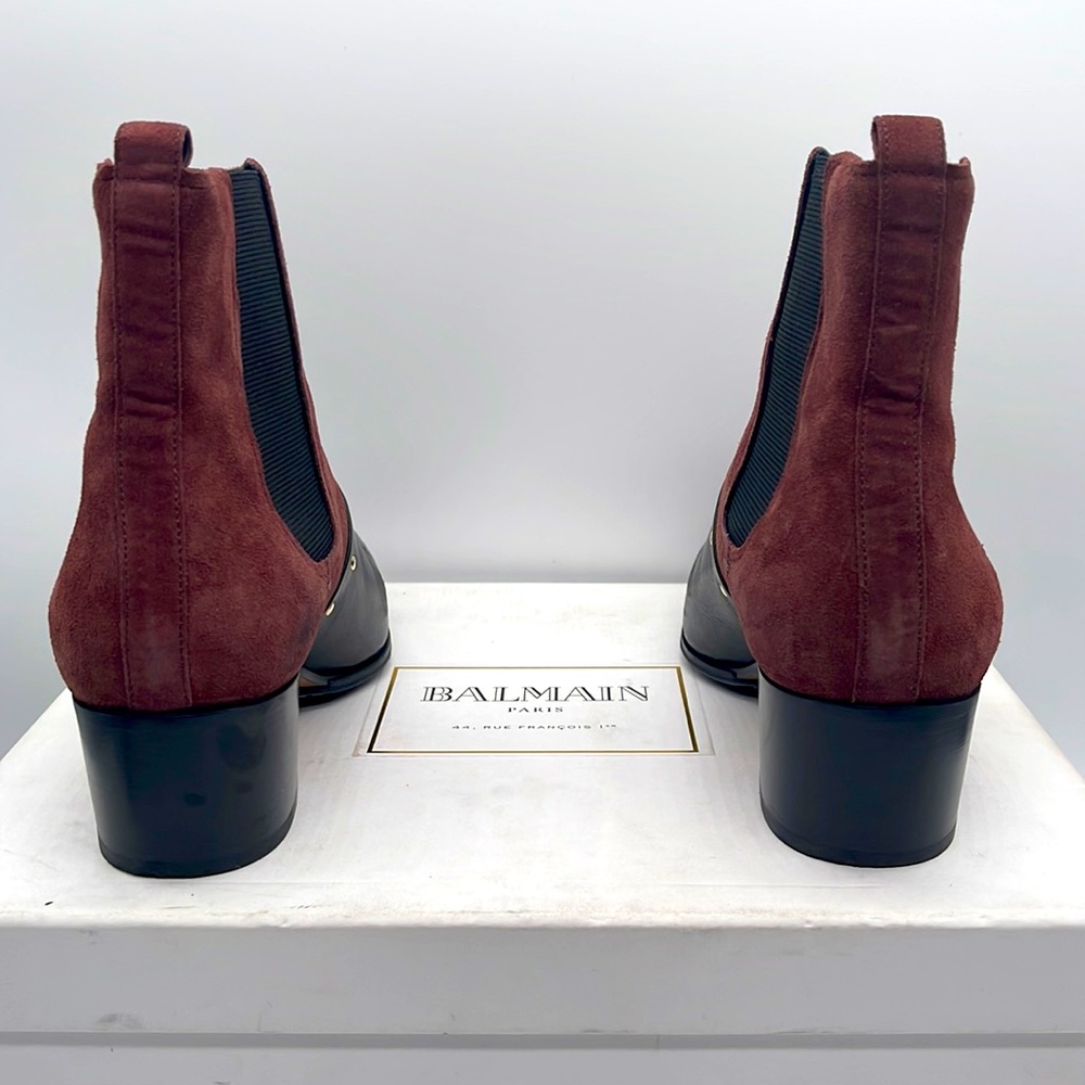 🔹SOLD 🔹Balmain Studded Suede and Leather Ankle Booties  Size 38.5/8.5 - Picture 5 of 10